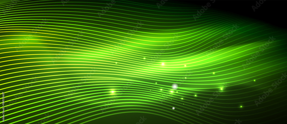 Glowing abstract wave on dark, shiny motion Glowing abstract wave on dark, shiny motion