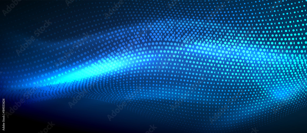 Obraz premium Glowing abstract wave on dark, shiny motion