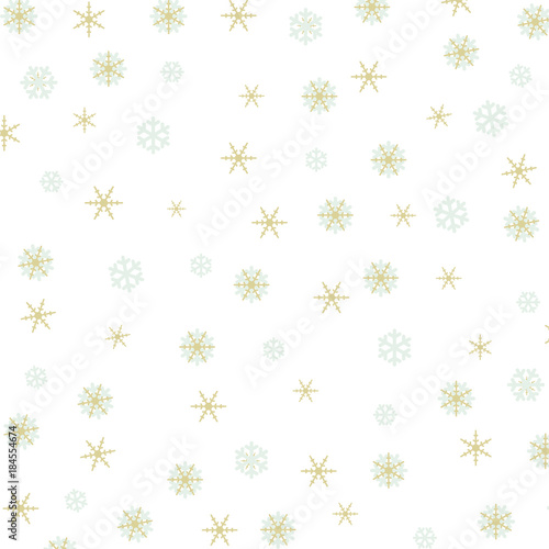 Wallpaper Mural Winter Pattern Background with Silver and Gold Snowflakes. Torontodigital.ca
