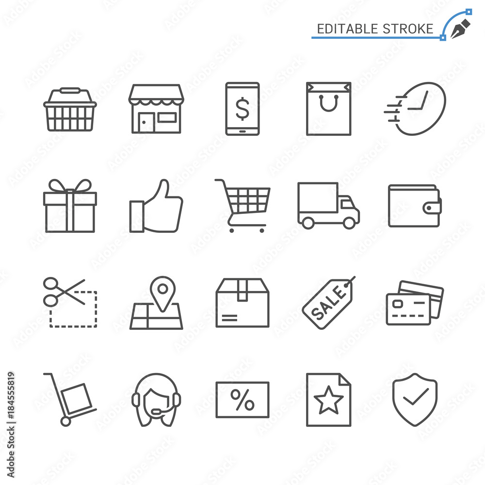 E-commerce line icons. Editable stroke. Pixel perfect. E-commerce line icons. Editable stroke. Pixel perfect.