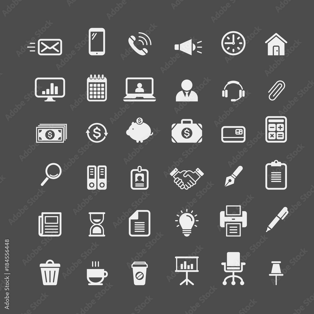 Business flat vector icons set