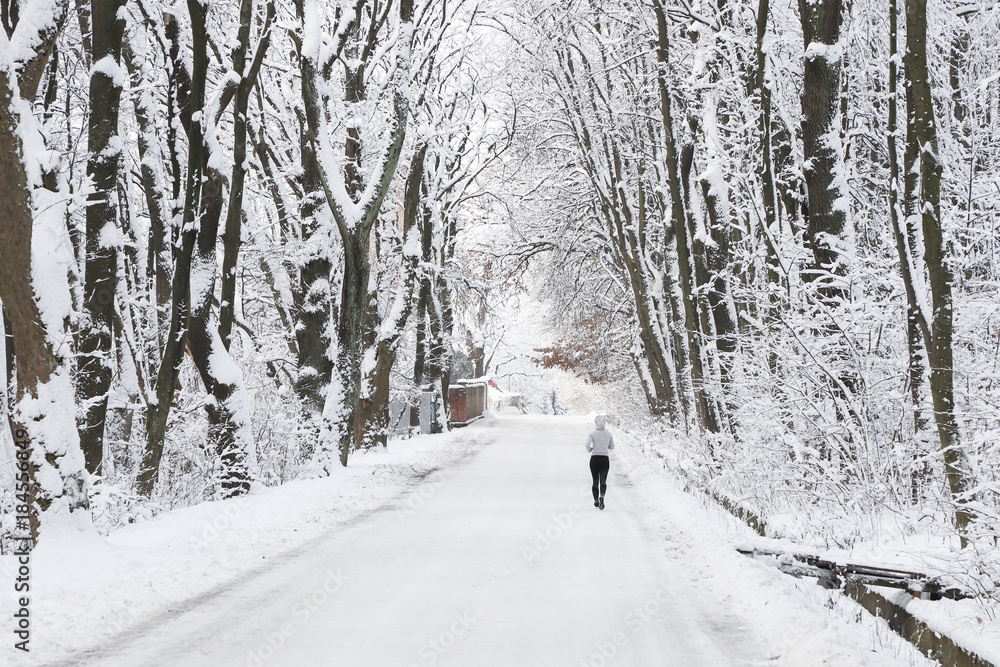 Running people. Winter outdoor activities. Running people. Winter outdoor activities.