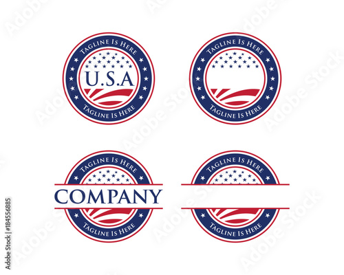 Unique Star American Flag Vintage Circle Company Logo Stamp