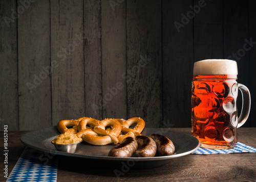 Bavarian Oktoberfest Beer Brats and Pretzels