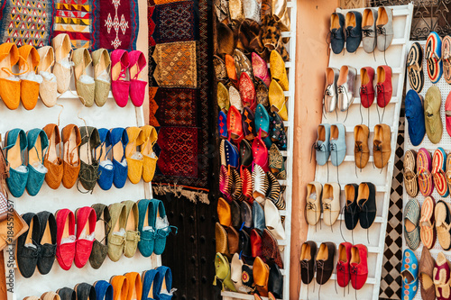 moroccan slippers at store, marrakech