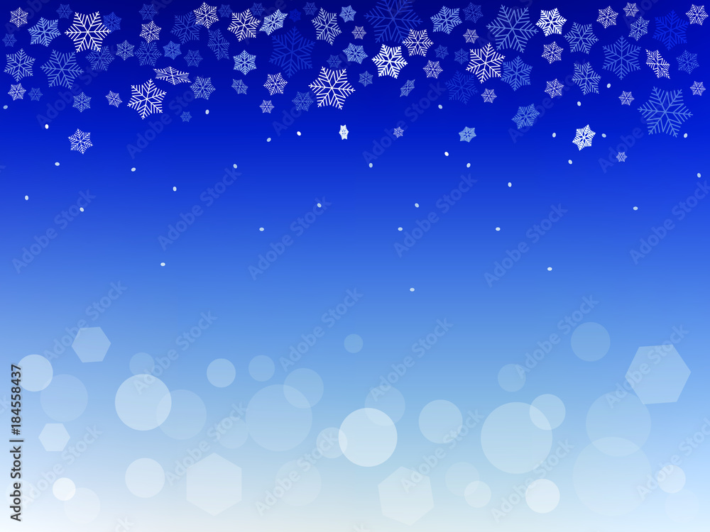 Abstract winter decorative Christmas holidays background with snowflakes and bokeh lights. Vector Illustration.