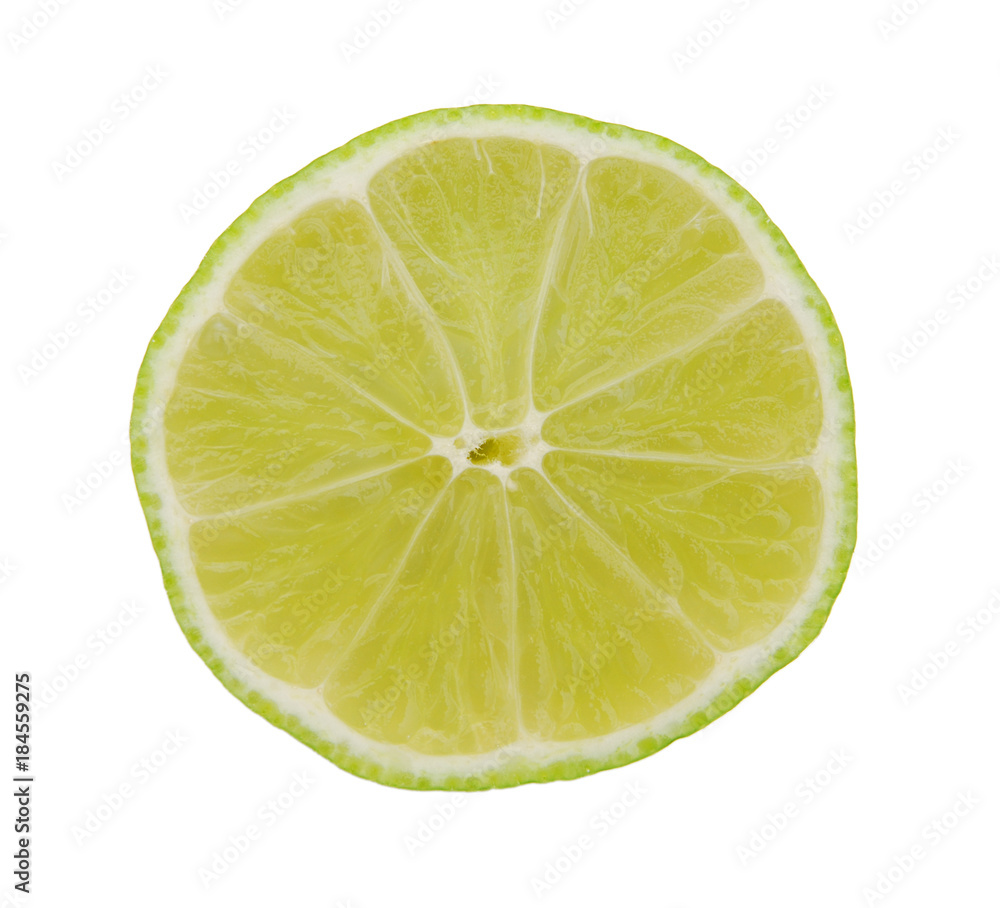 Slice of fresh lime isolated on white background Slice of fresh lime isolated on white background