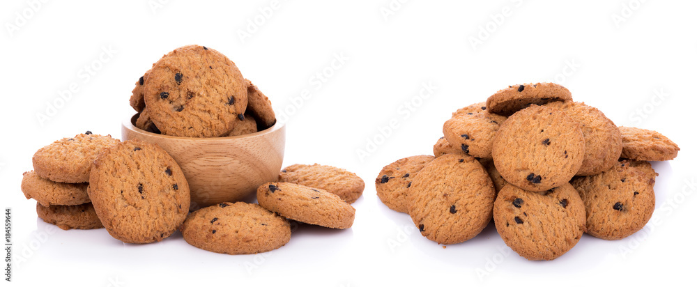 Chocolate chip cookie on white background Chocolate chip cookie on white background