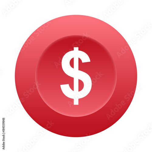 Runder 3D Button - Dollar Symbol