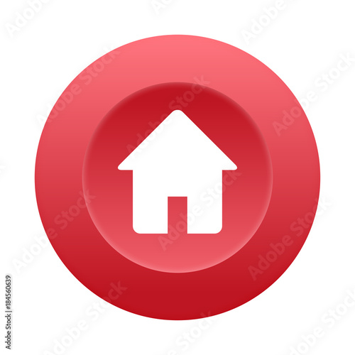 Runder 3D Button - Wohnhaus