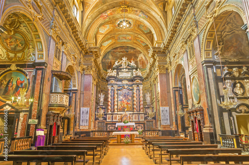 TURIN  ITALY - MARCH 15  2017  The nave of baroque church Chiesa di San Francesco da Paola.