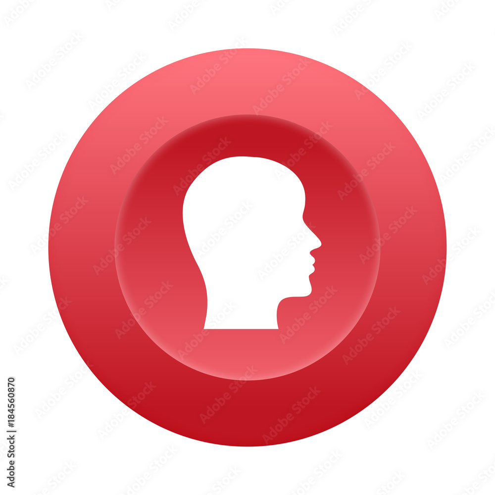 Runder 3D Button - Kopf im Profil