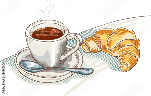 Croissant and cup of coffee
