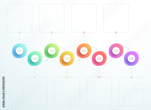 Abstract 3d Circles Number 1 to 8 Horizontal Vector