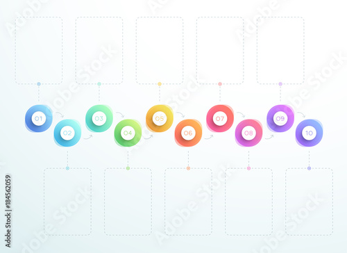 Abstract 3d Circles Number 1 to 10 Horizontal Vector
