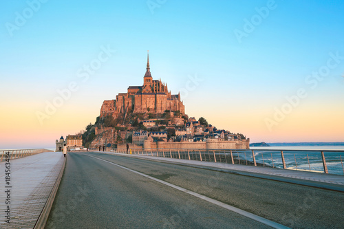 Morning light on Mont Saint Michel and it's reflection in Normandy - France