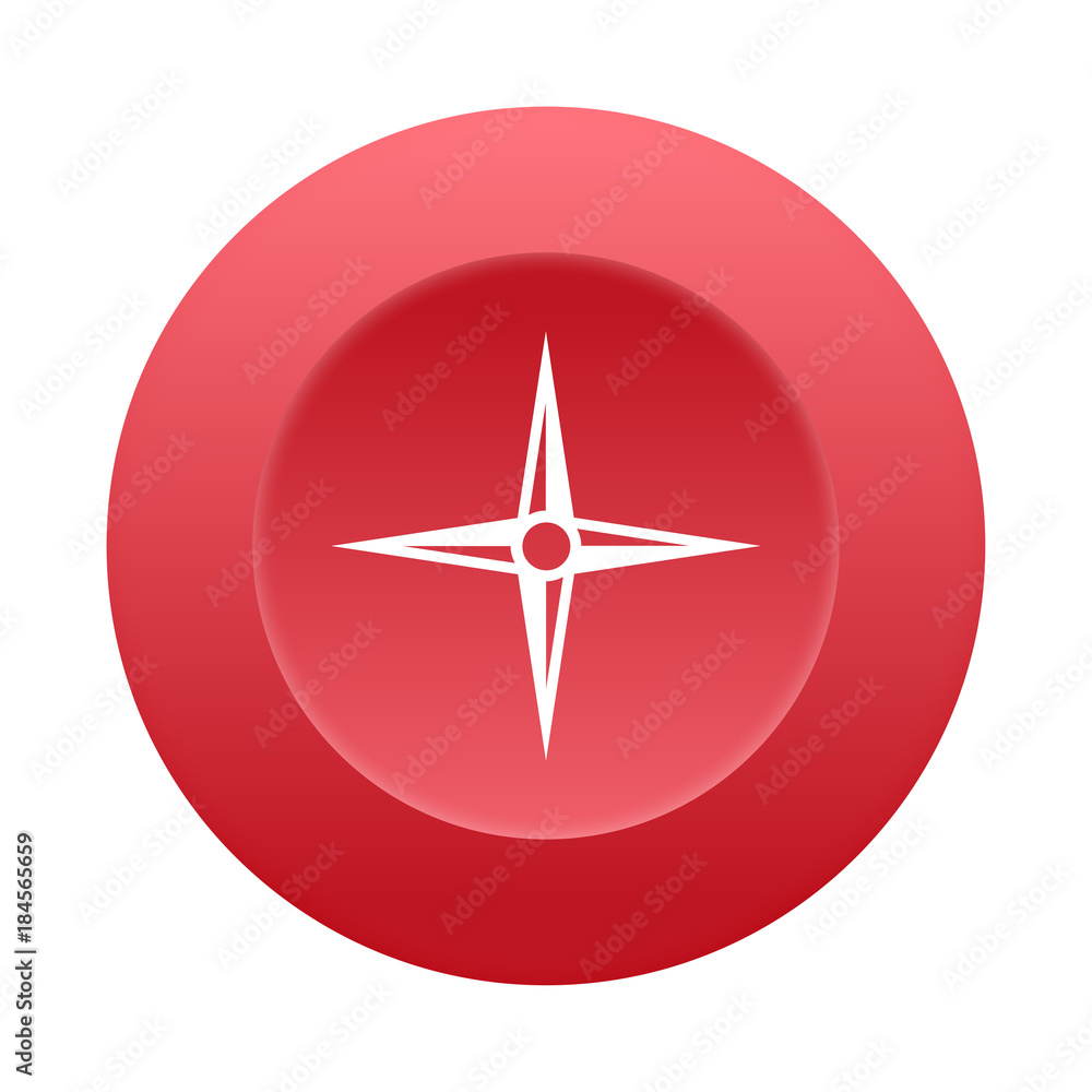 Runder 3D Button - Kompass - Navigation Runder 3D Button - Kompass - Navigation