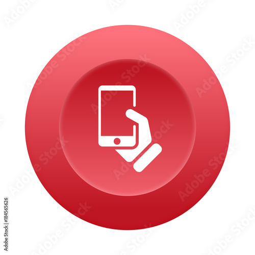 Runder 3D Button - Hand hält Handy