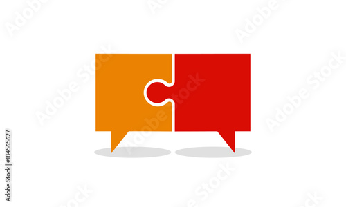Speech Bubble In Puzzle Pieces Icon Concept Design