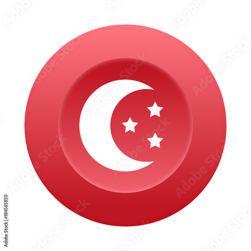 Runder 3D Button - Mond und Sterne
