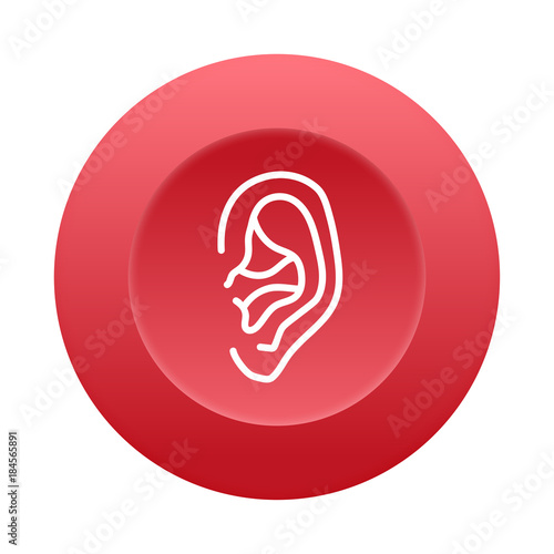 Runder 3D Button - Ohr - Gehör