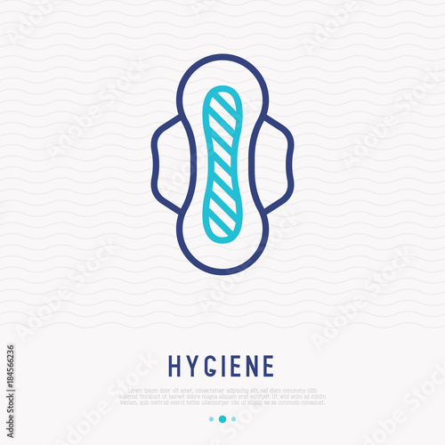 Sanitary napkin thin line icon. Modern vector illustration of feminine hygiene.