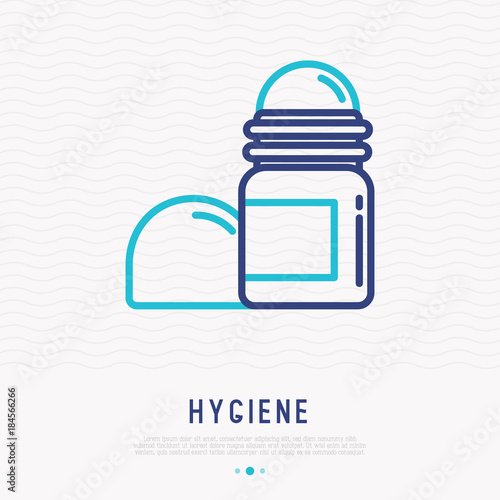 Deodorant thin line icon. Modern vector illustration of roll-on.