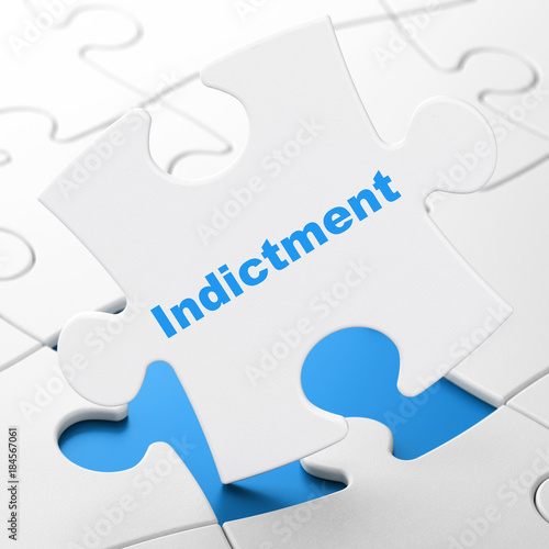 Law concept: Indictment on White puzzle pieces background, 3D rendering