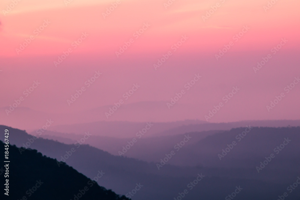 sunrise and foggy atmosphere over the hills at Khaoyai Thailand sunrise and foggy atmosphere over the hills at Khaoyai Thailand