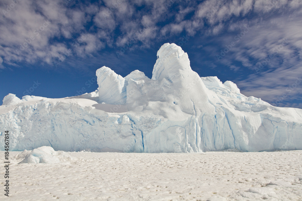 Icebergs in the ice-covered sea Davis