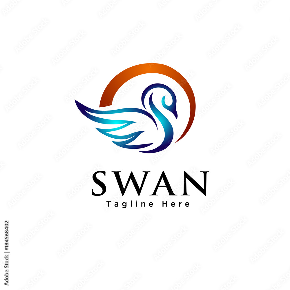 Swan with circle sun logo Swan with circle sun logo