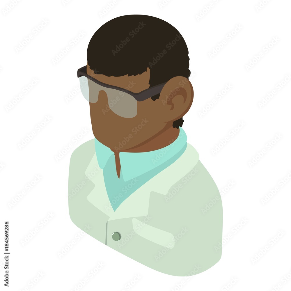 Laboratory assistant african american icon, isometric 3d style Laboratory assistant african american icon, isometric 3d style