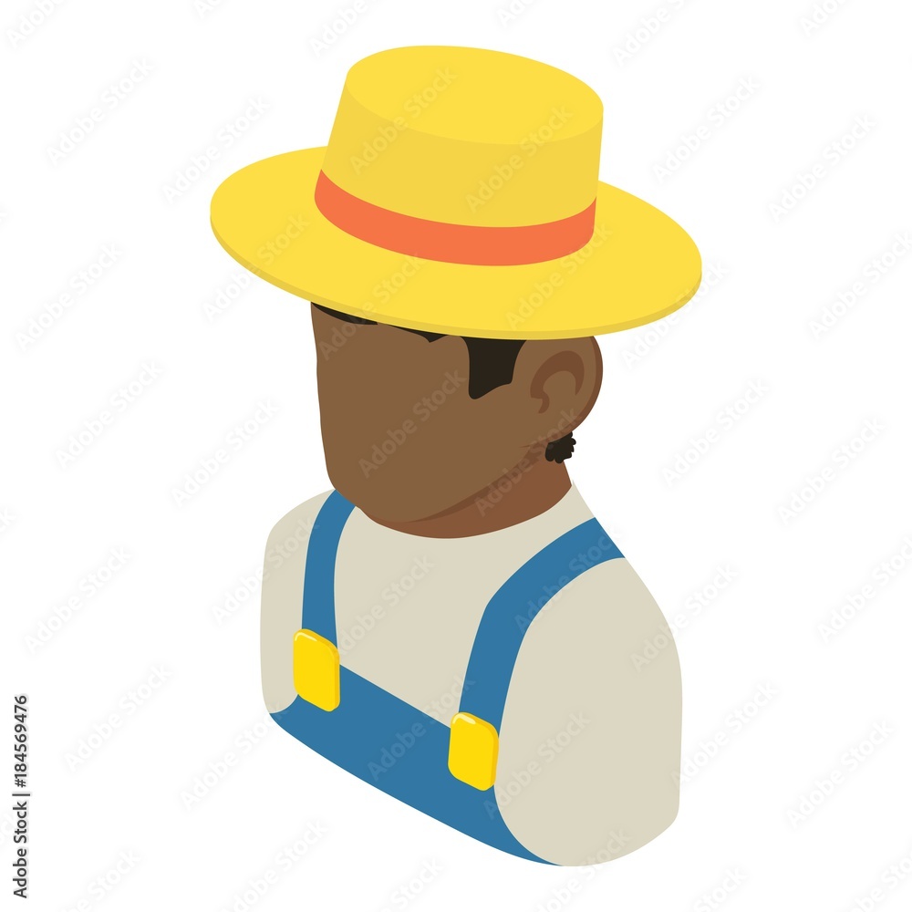 Farmer man african american icon, isometric 3d style