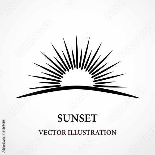Contour stylized sunset black