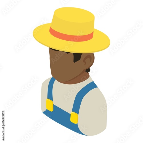 Farmer man african american icon, isometric 3d style