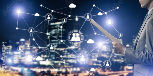 Concept of modern business networking that connect and cooperate