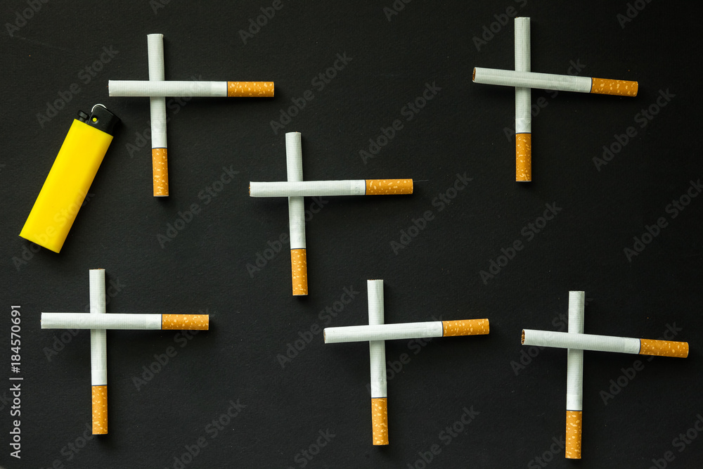 Cigarette on a dark background. quit Smoking Cigarette on a dark background. quit Smoking