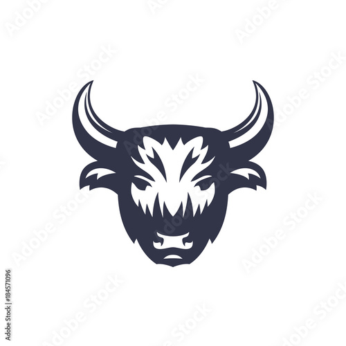 buffalo head vector logo on white © nexusby