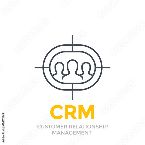 CRM, customer relationship management line icon on white
