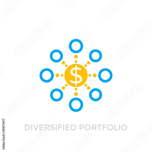 Diversified portfolio icon on white