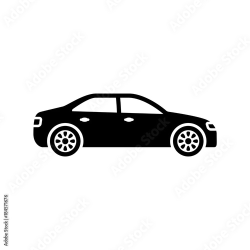 Car icon. Black  minimalist icon isolated on white background. Car simple silhouette. Web site page and mobile app design vector element.