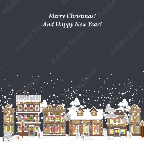 Winter urban landscape. Christmas and new year.