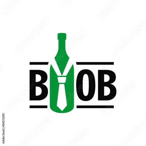BYOB, аббревиатура от Bring Your Own Bottle, Захвати себе бутылку, галстук, иллюстрация, вектор