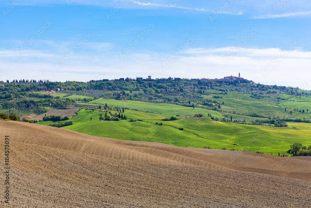 Italian rural landscape view in the spring