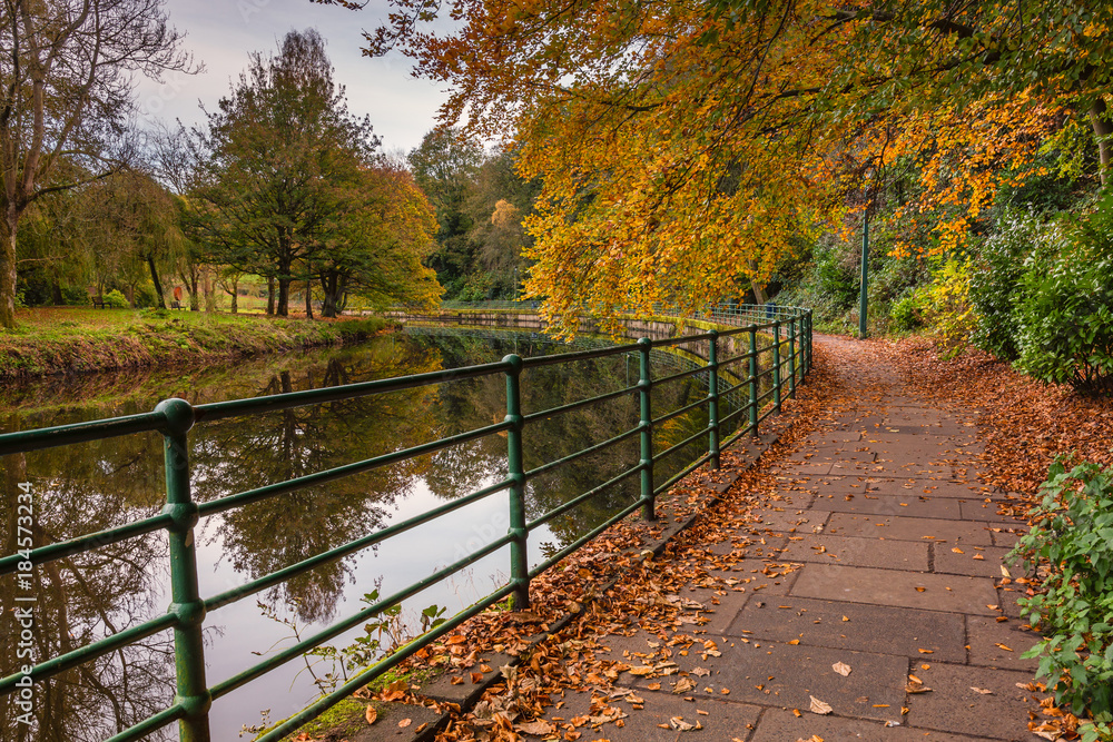 Autumn Walk along River Wansbeck / The River Wansbeck passes through the centre of the market town of Morpeth in Northumberland Autumn Walk along River Wansbeck / The River Wansbeck passes through the centre of the market town of Morpeth in Northumberland