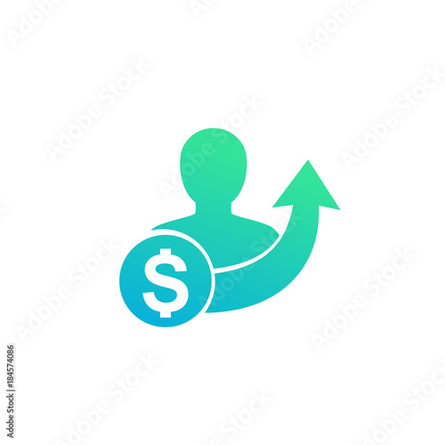 salary increase icon isolated on white