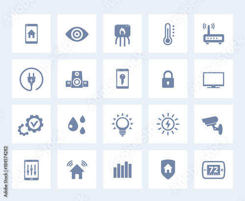 Smart house, home automation system vector icons set on white