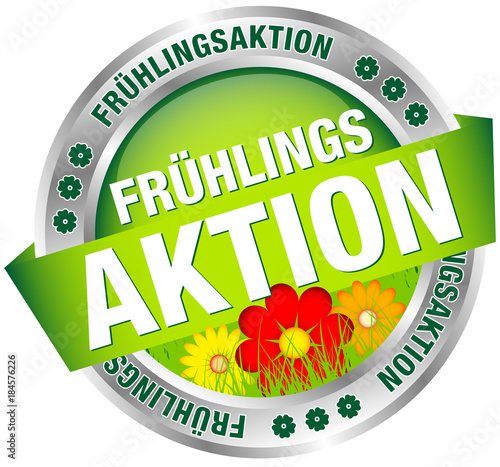 Button Banner "Frühlingsaktion" grün/bunt/silber