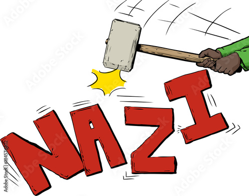 Concept about bigotry with sledge hammer