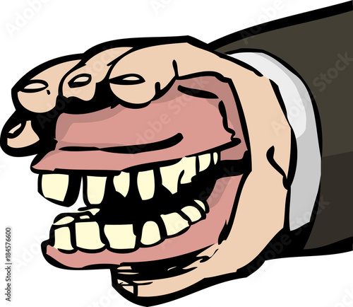 Hand holding dentures